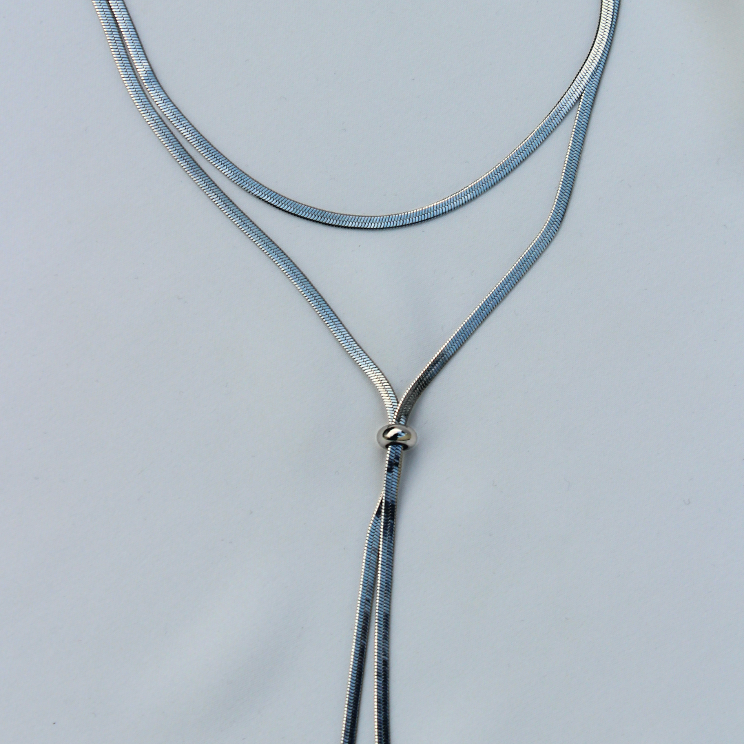 Lariat Necklace Silver