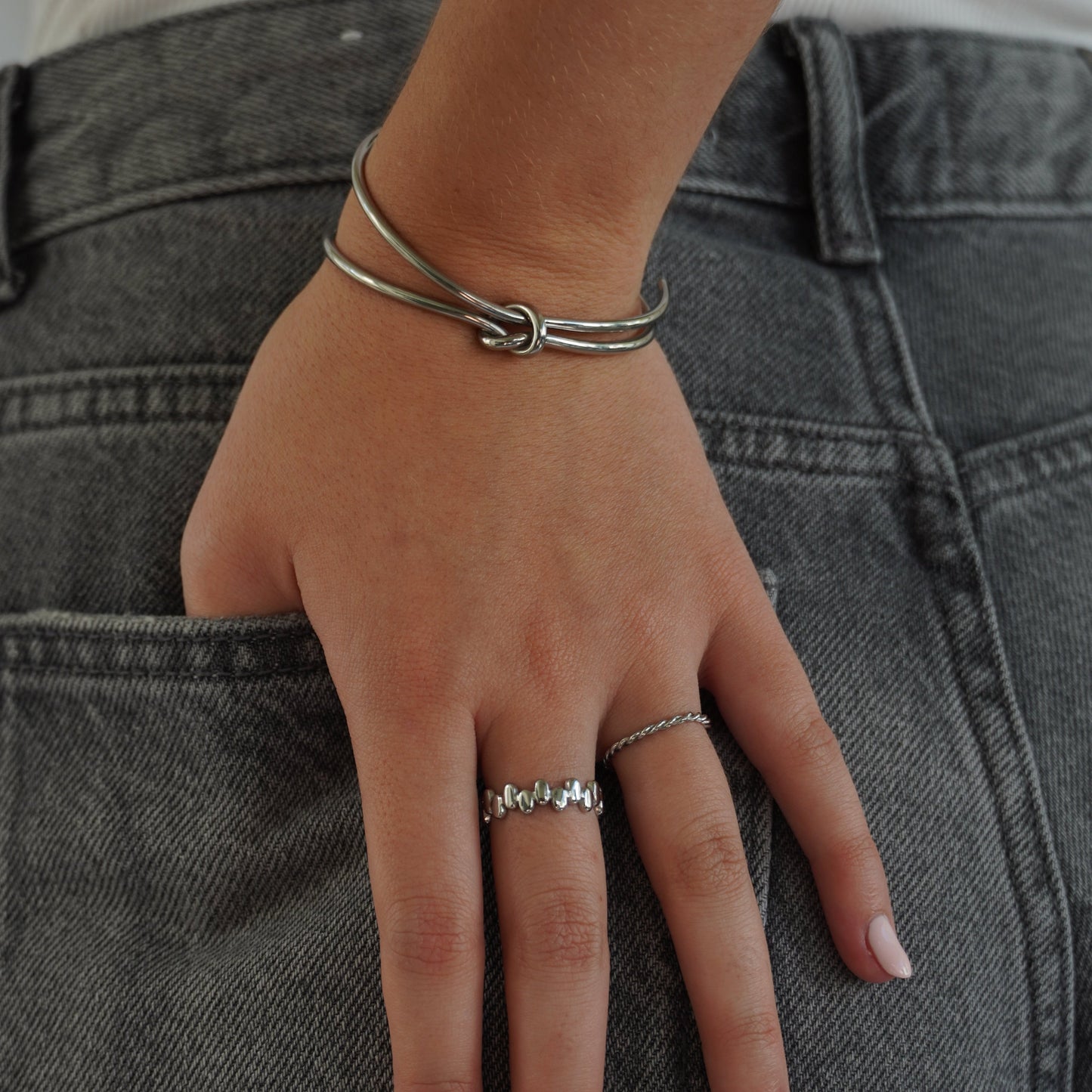 Thin Twisted Ring Silver